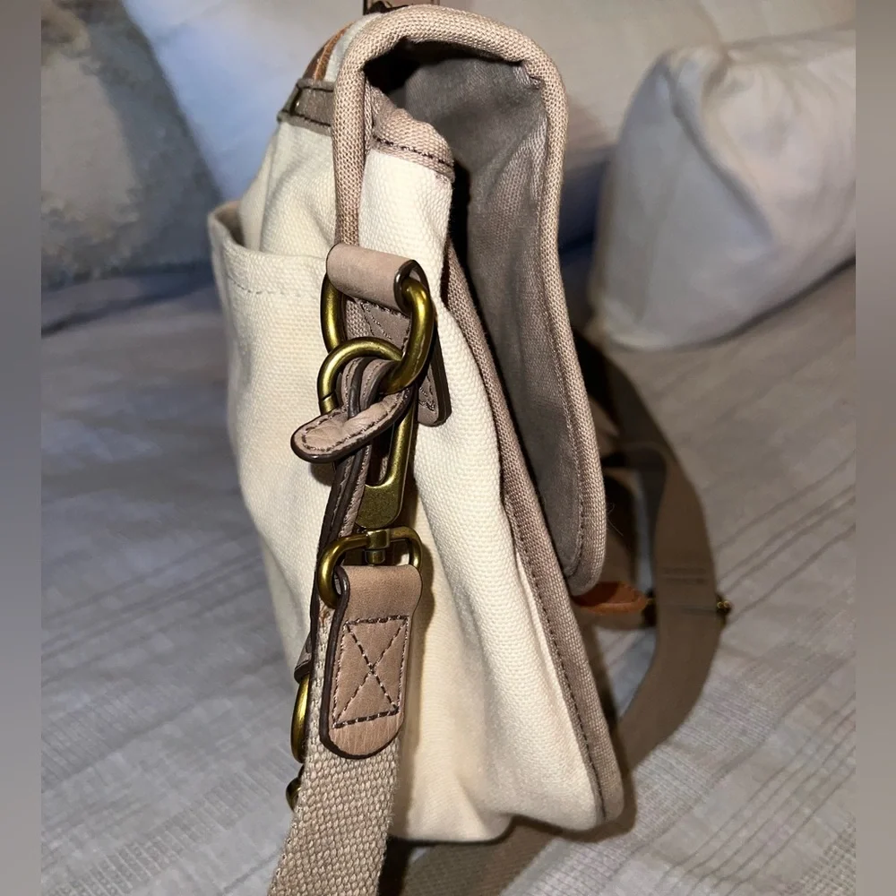 Fossil Vintage Canvas & Leather Messenger Crossbody Bag Shoulder/Crossbody Bag - Picture 9 of 11